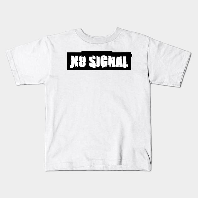 No Signal Glitched Text Kids T-Shirt by MacSquiddles